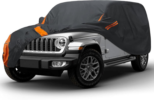 Heavy Duty Waterproof Car Cover for Cars, SUVs, Trucks All Weather, UV Resistant, Dustproof, and Snowproof (2 SUV Car Cover, S2-Fit SUV Length 181-190 inches)
