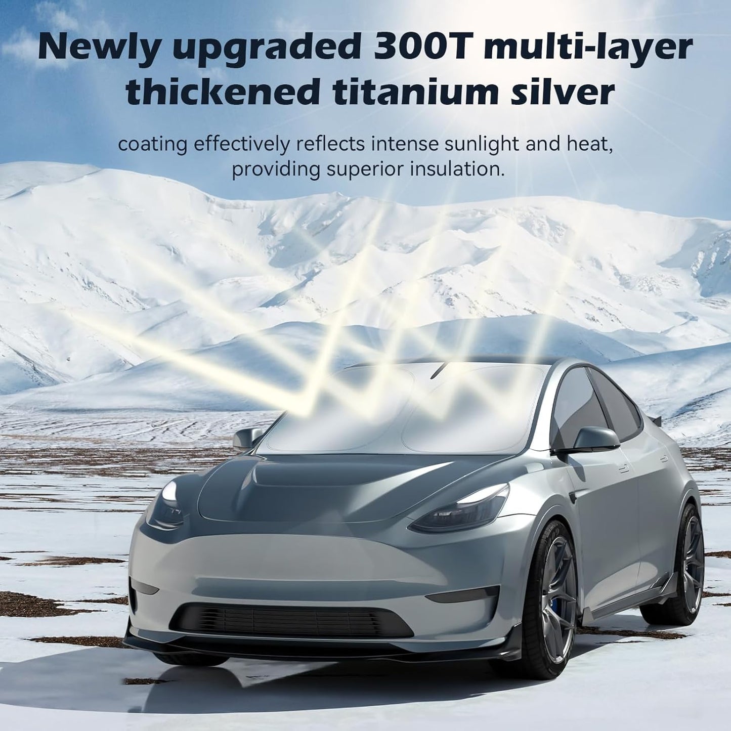 Car Windshield Sun Shade, 300T Thickened Car Window Shades Heat Reflective Interior Cool, Universal Fit for Most Cars SUVs Trucks, Foldable & Portable Design (M (55" × 27"))