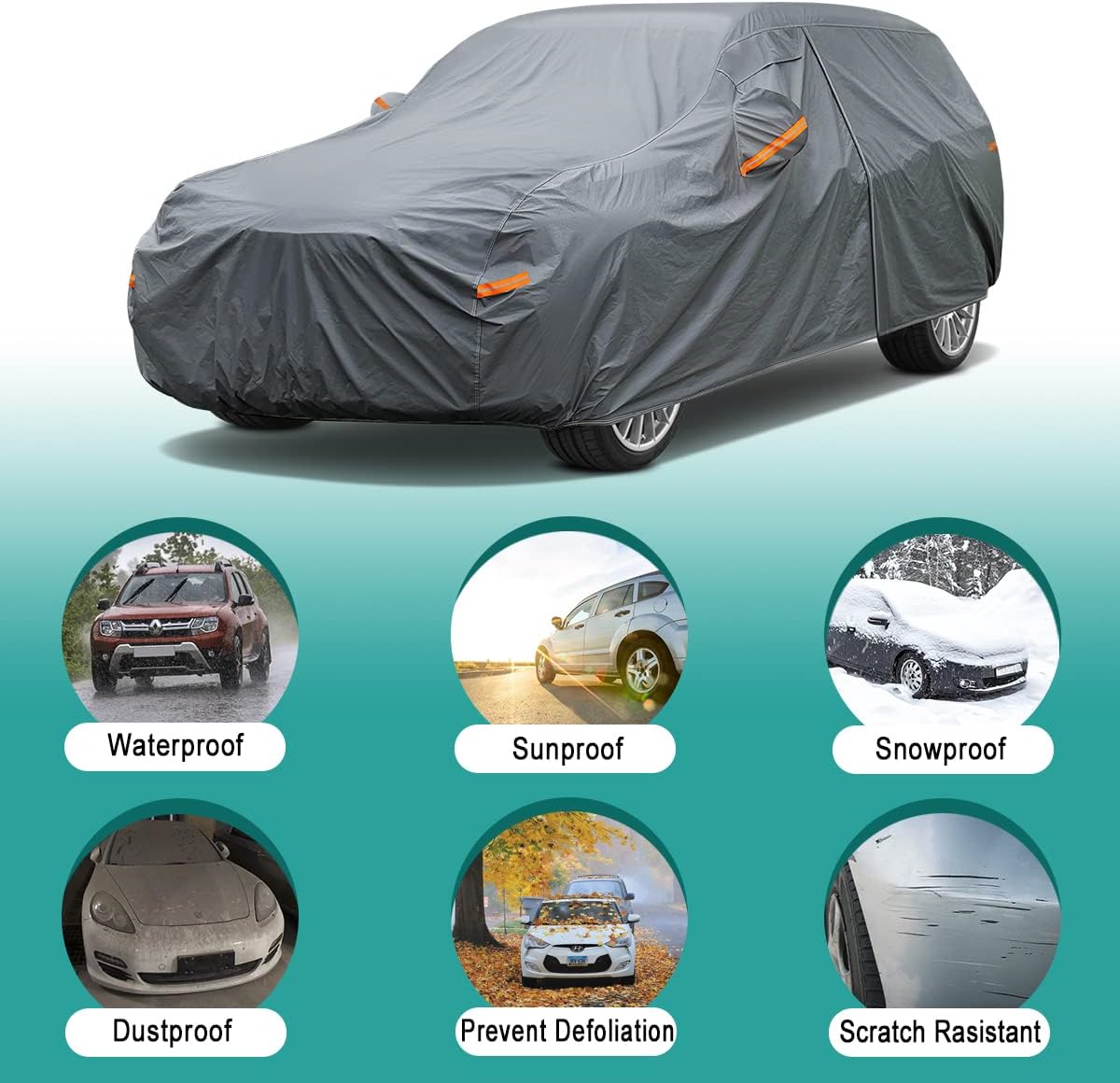 Premium Car Cover Custom Fit Kia Sportage (2010-2025), 16 Layers Heavy Duty Car Cover Waterproof All Weather with Zipper Door for Sun Rain Snow Dust Uv Protection