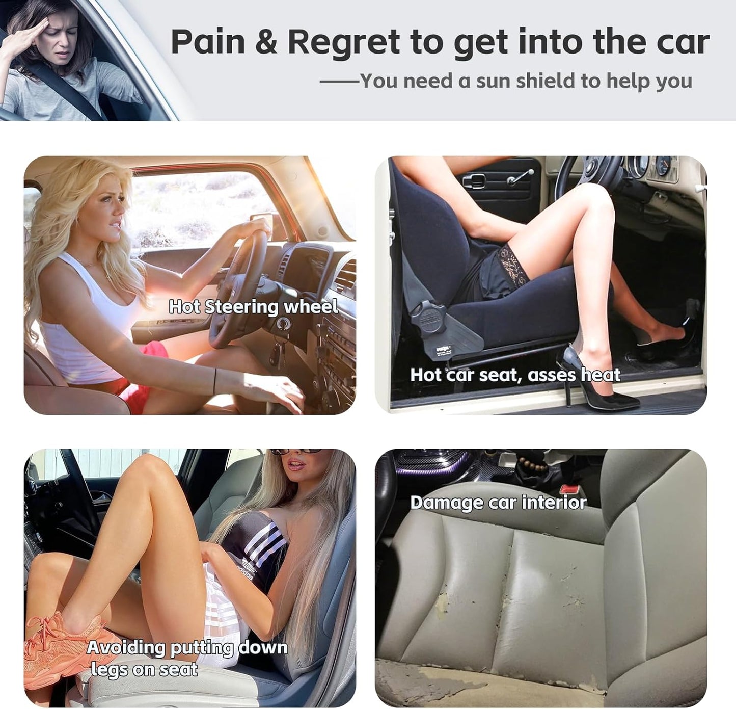 Compatible with Toyota Highlander 2014-2019 Sun Shade Sunshade Windshield Cover, 4-Layer Front Window Shade Custom Fit Visor 240T Foldable Shade Blocks UV Rays Cooler Car Accessories