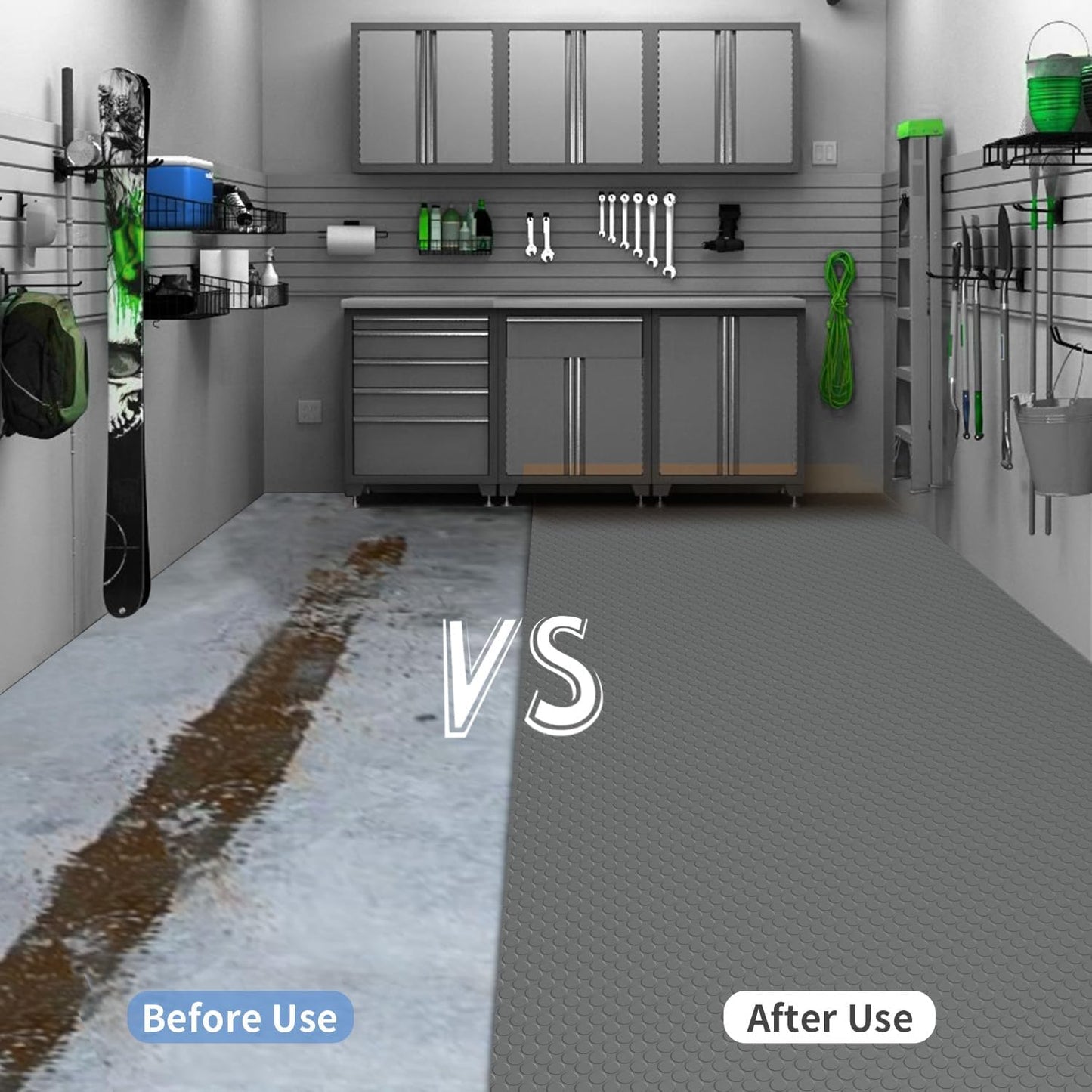 Premium Garage Floor Mat, Commercial Grade Heavy Duty Parking Mat for Garage Floor, Golf Cart Parking, Water/Stain Resistant Floor Runner (Grey Coin, 4 x 6.5 Feet)