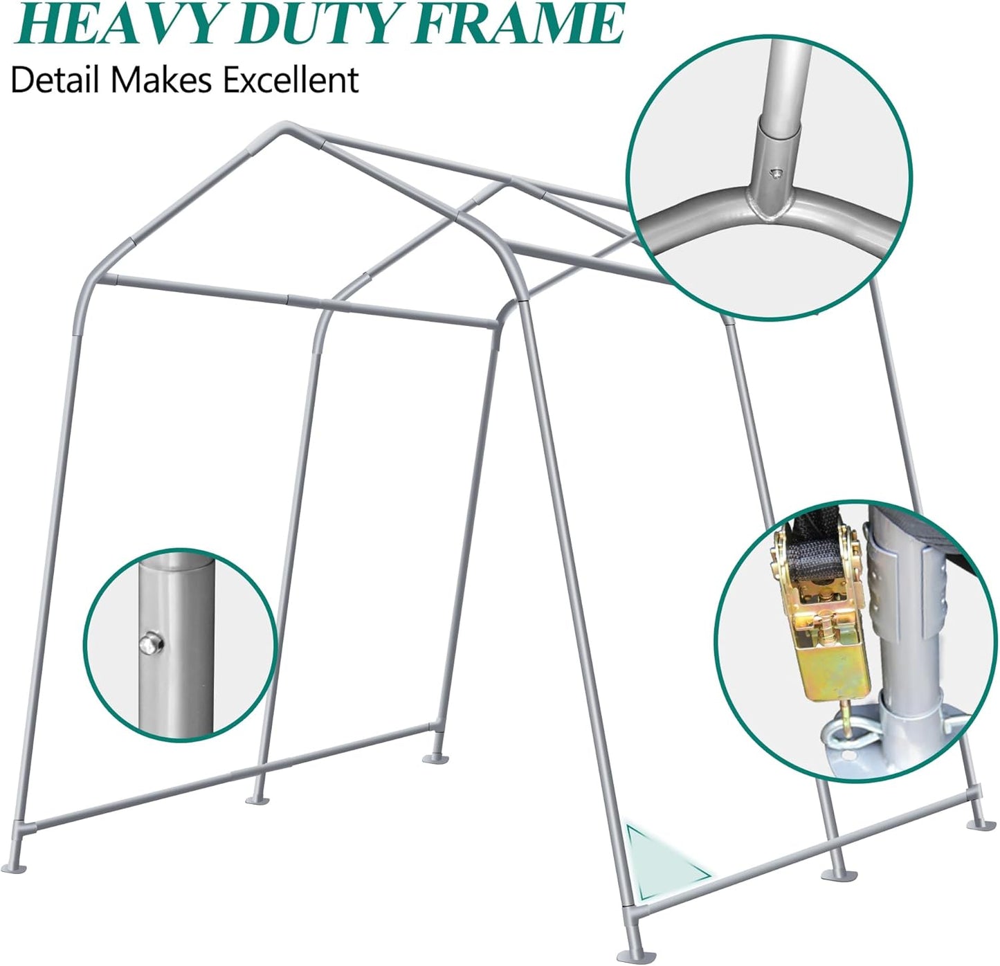 7' x 12' Outdoor Storage Shed- Heavy Duty Storage Shelter Tent with Roll-up Ventilated Door, Portable Garage Zipper Storage shed for Bike, ATV, Motorcycle Shelter, Gray