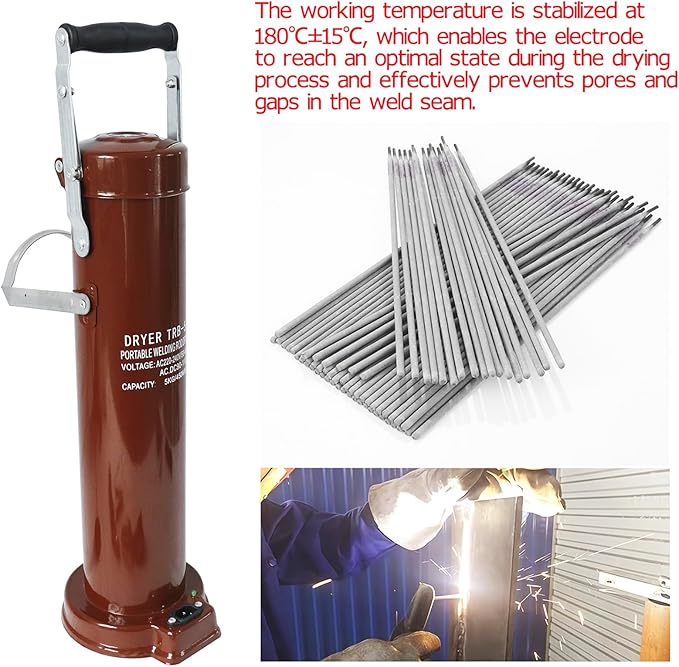 Portable Welding Rod Oven, 110V Electrode Oven 11Lbs Capacity, Rod Oven For Stick Welding for 18" (450mm) Electrodes, Welding Rod Dryer Dry, Dry Stick Welding Electrode Oven (Red)
