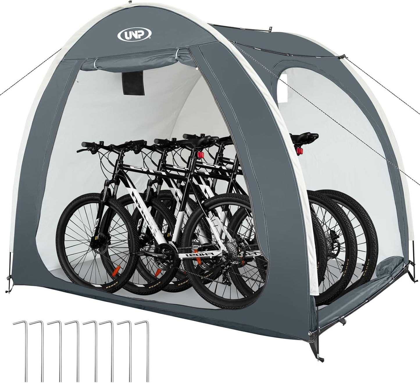UNP Bike Storage Shed Tent, Portable Outdoor Bike Storage Tent with 210D Oxford Thick PU4000 Waterproof for 1/2/3/4 Bikes, Bike Covers Storage Shed Tent for Bicycles, Lawn Mower, Garden Tools