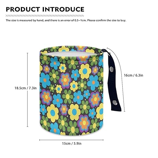 Mushroom Flower Butterfly Moon Car Rubbish Bag Can Reusable Hanging Auto Garbage Organization Can Bin with Adjustable Strap for Camping