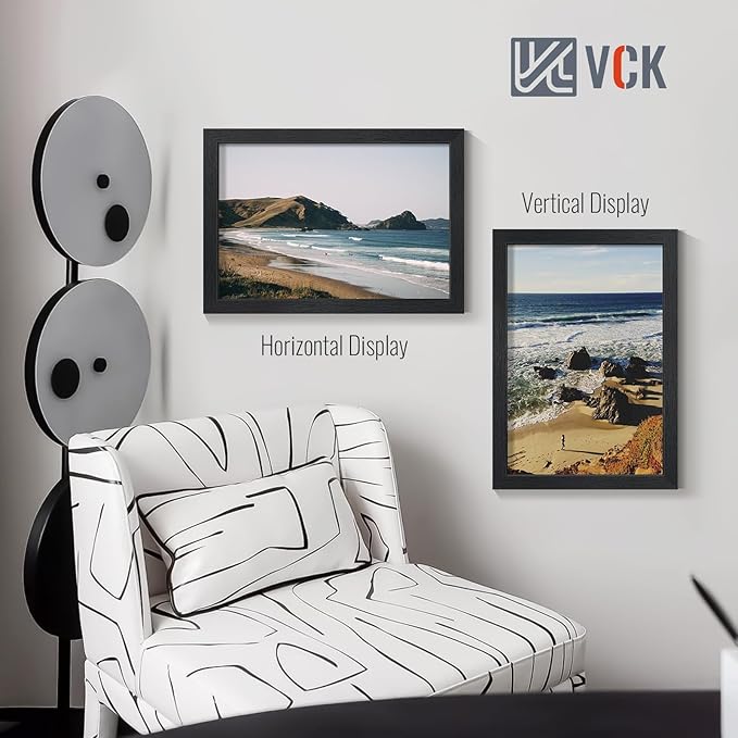 VCK 13x19 Picture Frames Black Set of 6, Wide Border Wood Poster Frame, Multi-Directional Display Family Photos, Office Prints, Studio/Gallery Artwork, Woodgrain Series, Wall Hanging