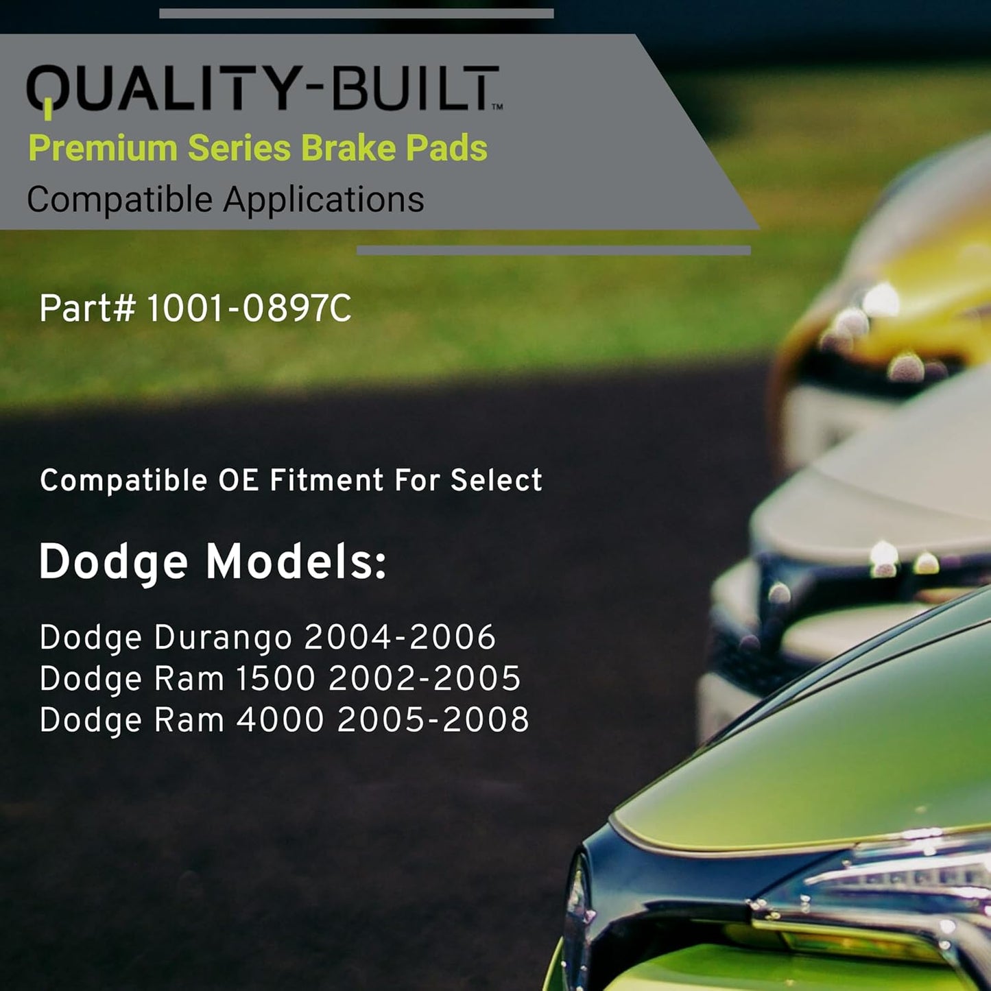 Premium Ceramic Front Brake Pads (1001-0897C) Compatible with Dodge Durango 2004-2006, Dodge Ram 1500 2002-2005, Dodge Ram 4000 2005-2008