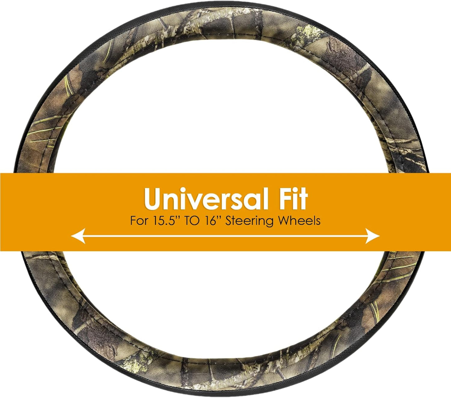 Mossy Oak Steering Wheel Cover by LPI Truck; Heavy Duty 600D Oxford Material with Mossy Oak Break-up Country Camoflauge Design; Fits All Large Trucks and SUVs with Steering Wheel Size 15.5" to 16"