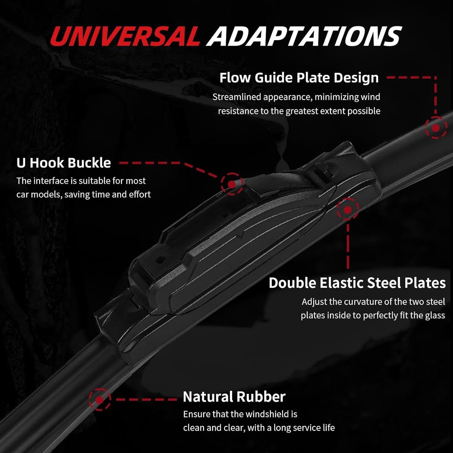 OTUAYAUTO Premium Windshield Wiper Blades - Replacement for Scion XB 2008-2015 - Precision Fit, All-Weather Performance, Front and Rear Wiper Blades, J/U Hook - 22"+20"+14" (Pack of 3)