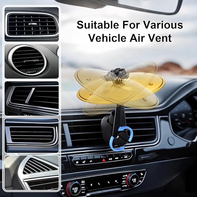 Car Cymbal Drum for Car Air Vent, Funny Musical Instruments Gadget for Music Lovers (Gold)
