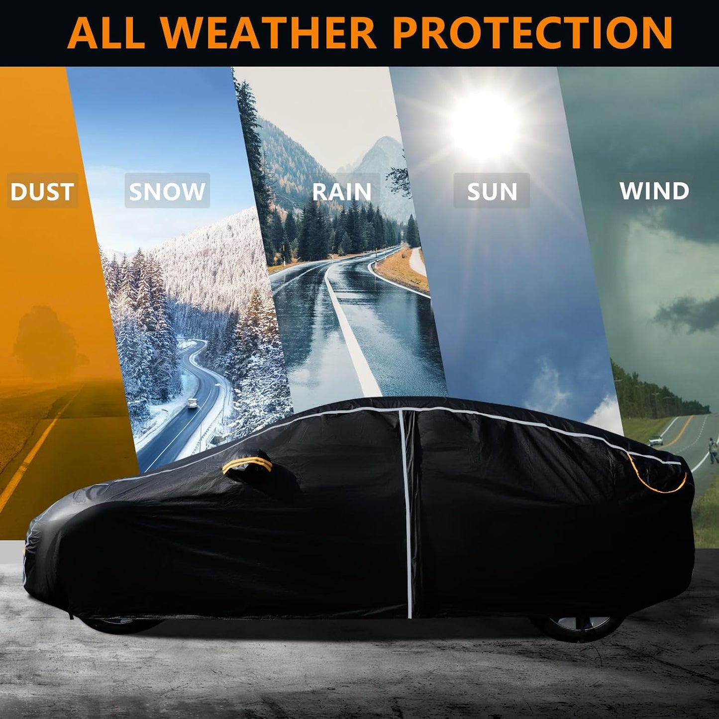 Car Cover Waterproof All Weather,6 Layers Car Covers for Automobiles, Full Exterior Cover with Zipper, Outdoor SUV Car Cover Sun UV Rain Snow Wind Protection, Fit for 207"(207*75*74 inch)SUV