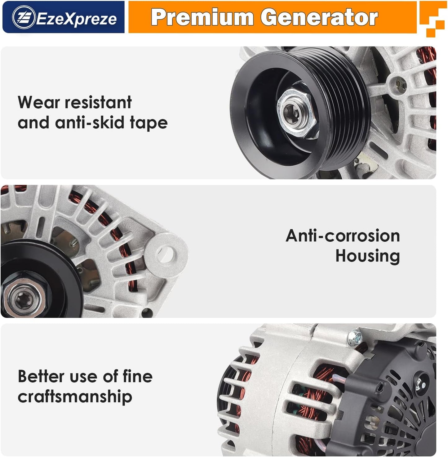 Ezexpreze 11256N Alternator Fit for 2007-2019 Nissan Armada Frontier Pathfinder Titan Xterra, 2008-2010 Infiniti QX56, 2009-2012 Equator, 12V 130A OE#11256 23100-ZH00A 23100-ZH00B TG15C113