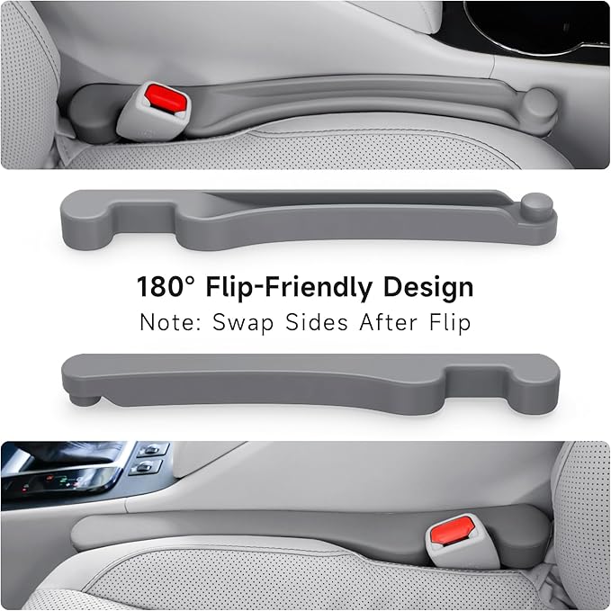 Car Seat Gap Filler Set of 2, 3IN1 Seat Side Gap Filler Plug with Storage Slot & Hook Function, Soft Foam Universal Fit Car SUV Truck Fill Gap Between Seats Console Organizer（Narrow Gray）