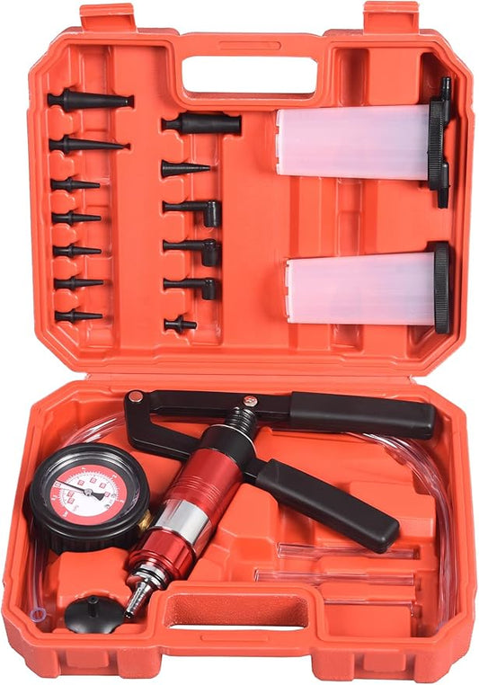 DHA 2 in 1 Brake Bleeder Kit Hand Held Vacuum Pump Pressure Tester, One Man Dual Vacuum and Pressure Tester Hand Pump Brake Bleeding Kit, Manual Brake System Clutch Fluid Tool for Car Motorcycle