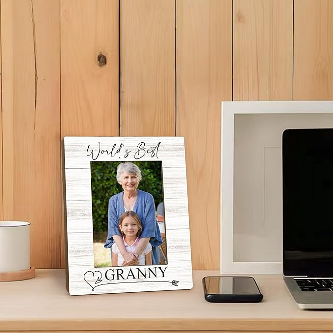 Granny Gifts Picture Frame 5x7, Grandma Photo Frame, Christmas Mothers Day Birthday Gifts for Grannys from Grandkids, World's Best Granny Wooden Picture Photo Frames for Desk Home Room Decor