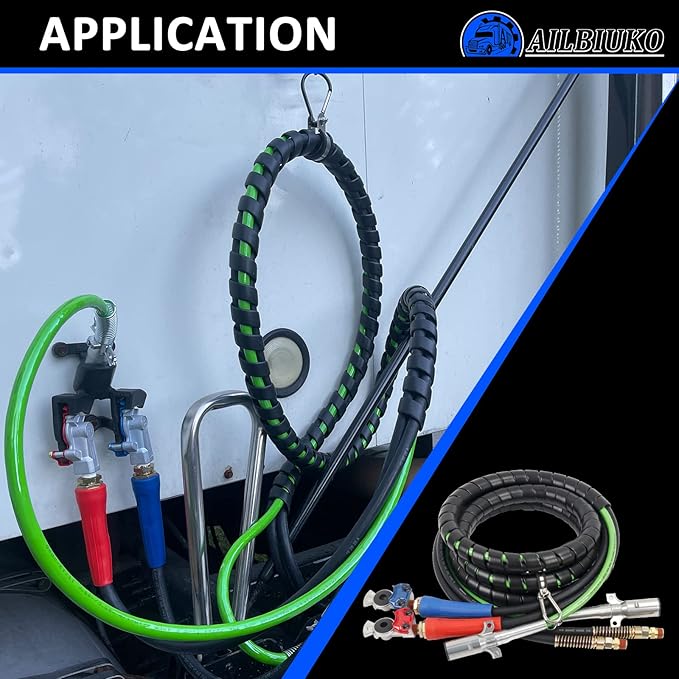 Semi Air Lines Kit, 15FT 3-in-1 Airline Hose for Truck ABS 7 Way Electrical Cable with Glad Hands and Extra Gladhand Seals for Tractor Trailer