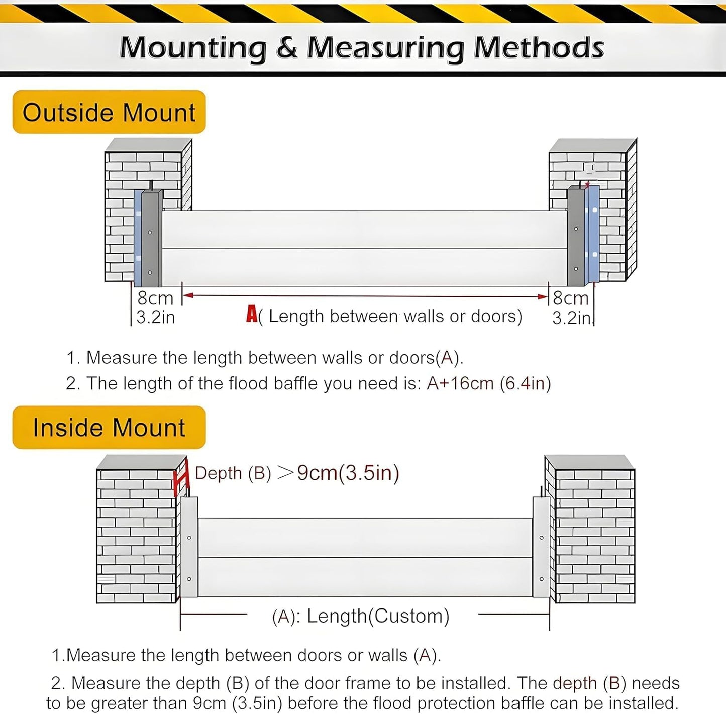 Flood Barriers for Home Exterior - Aluminum Alloy Outdoor Easy Flood Barrier Garage Doors Water Barriers for Flooding,H31.5 Inch/L10.5FT