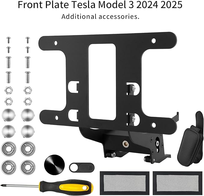 2024 2025 Tesla Model 3 License Plate Frame(No Drill, Custom Lock) Tesla Model 3 Front License Plate Mount