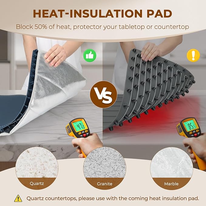 Homelove Food Warming Mat for Parties Buffet - Full Surface Fast Heating Electric Warming Tray with 7 Temp-Settings & 8H Timer, Portable Roll Up Food Warmer with Heat Insulation Pad XXL-Navy