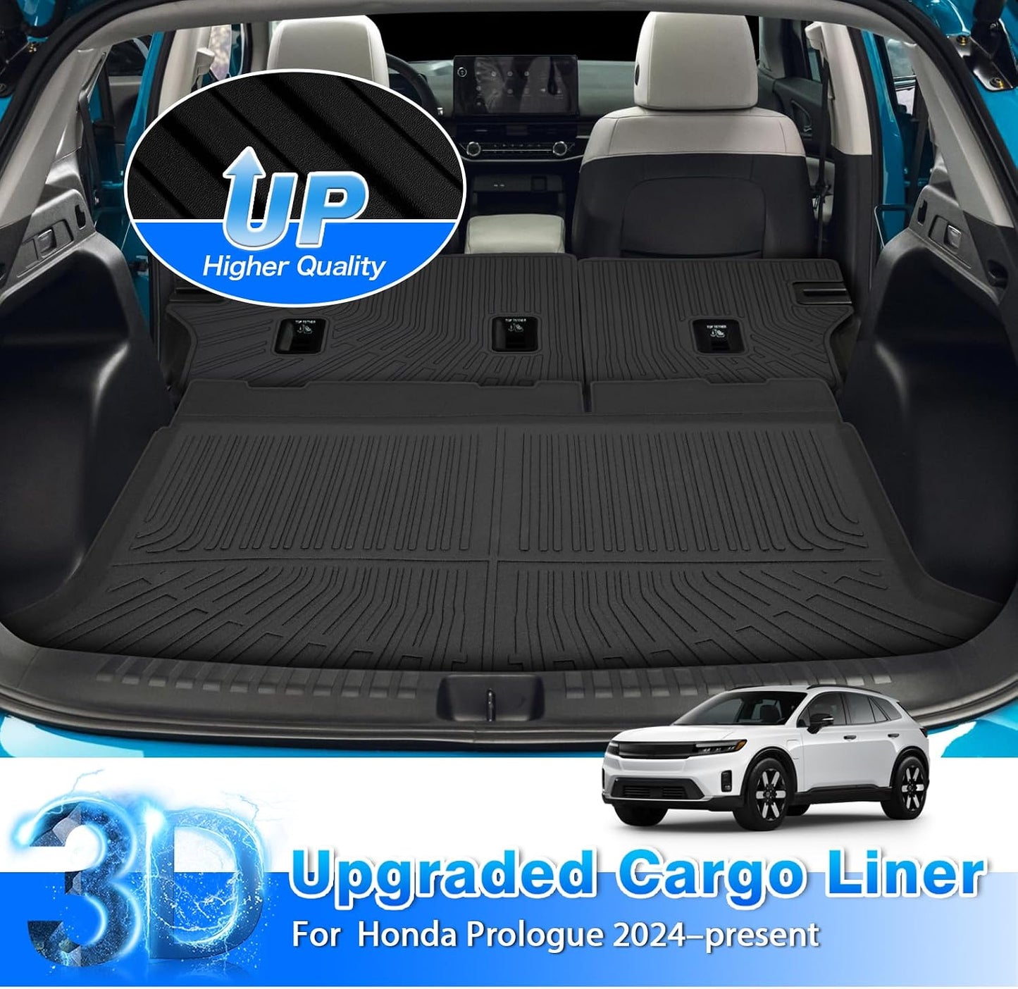 Cargo Liner for Honda Prologue/Chevy Blazer EV 2024-2026 Trunk Mat with Back Seat Cover All Weather Cargo Mat for Prologue Accessories (Trunk Mat+Backrest Mats)