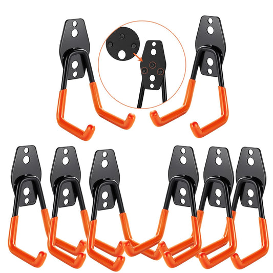 3-H Heavy Duty Garage Hooks [8 Pack] - 3-Round Welding Tech Holds 22lbs More - Thickened Steel Wall Mount for Ladders, Tools & Storage - Rustproof Utility Hardware