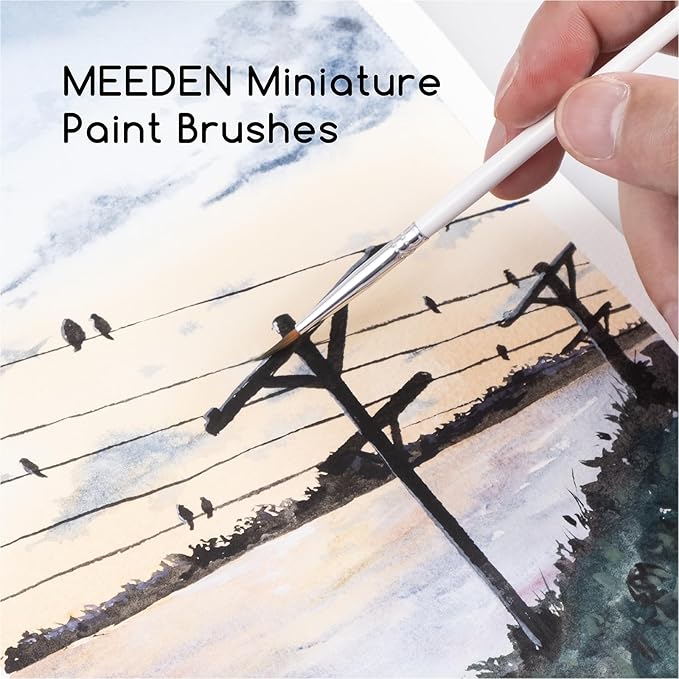 MEEDEN Miniature Detail Paint Brushes - 2/0 3/0 0 Small Fine Tip Paintbrush Set for Acrylic Watercolor Painting - Modle Paint Brush for Craft Nail