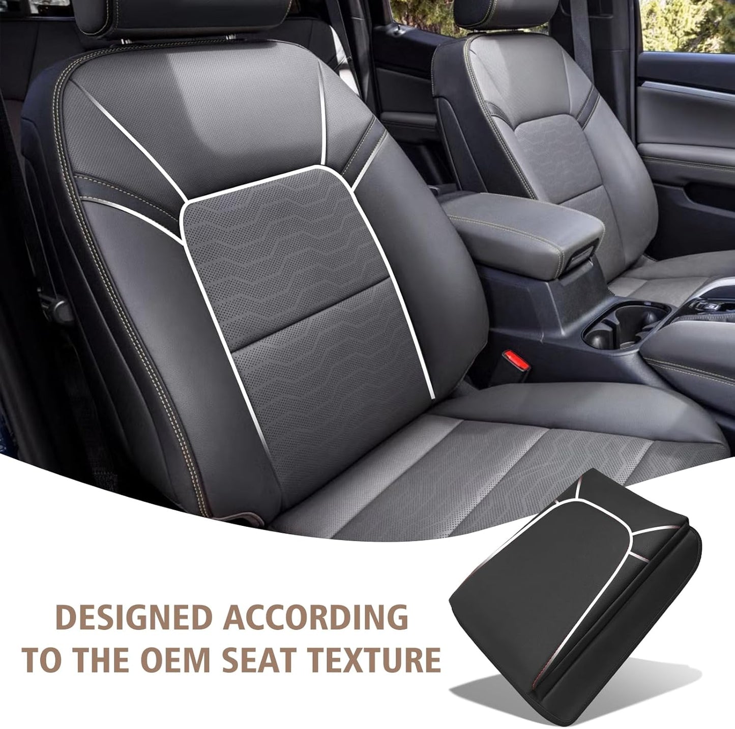 Muslogy Center Console Armrest Cover Compatible with Chevrolet Colorado/GMC Canyon 2023-2025 Accessories Arm Rest Cushion Anti-Scratch Middle Console Lid Protector 1-Inch Extra Thick(Red Stitching)