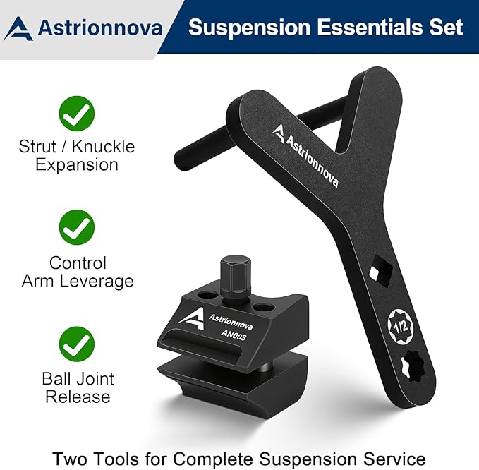 Suspension Tool Set, Strut Spreader Tool & Lower Control Arm Prying Tool, Ball Joint Removal Tool Kit for FWD, Import & Domestic Vehicles, Heavy Duty Steel for Safe, Fast Suspension Repair