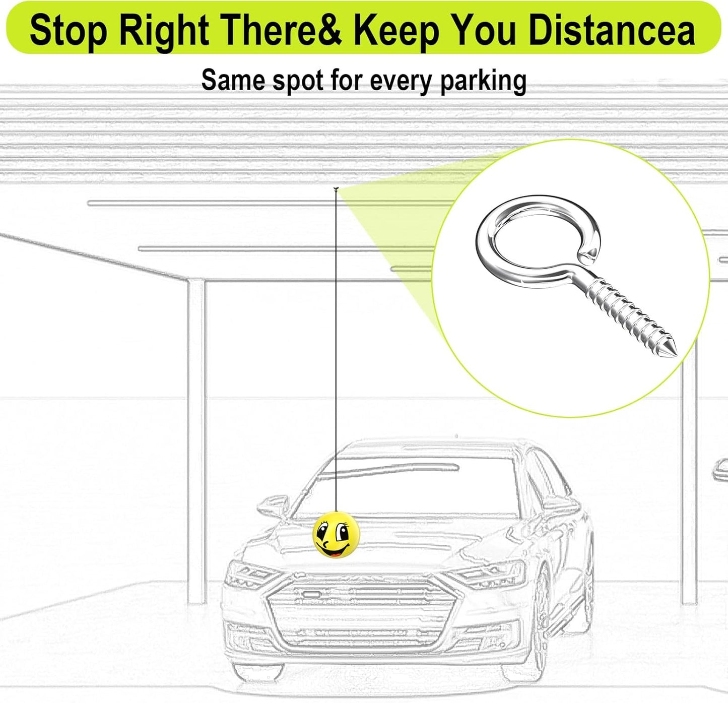 Garage Parking Aid Ball, Parking Guide System for Car Accessories, Stop Indicator, Parking Assist Ball, Aid-Parking Kit, Garage Car Stopper, Pack of 2