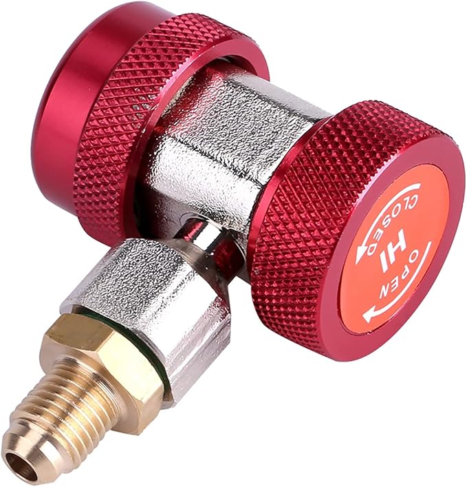 R134 A C Quick Connector Air Conditioning Coupler Adapter with Extractor Valve Core (red high voltage)