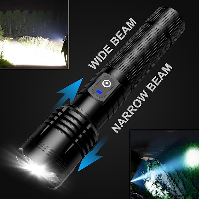 3Pack Flashlights High Lumens Rechargeable, 99000 Lumens Super Bright Led Flashlight with 5 Modes & Waterproof, Powerful Handheld Flashlights for Home Camping Emergencies