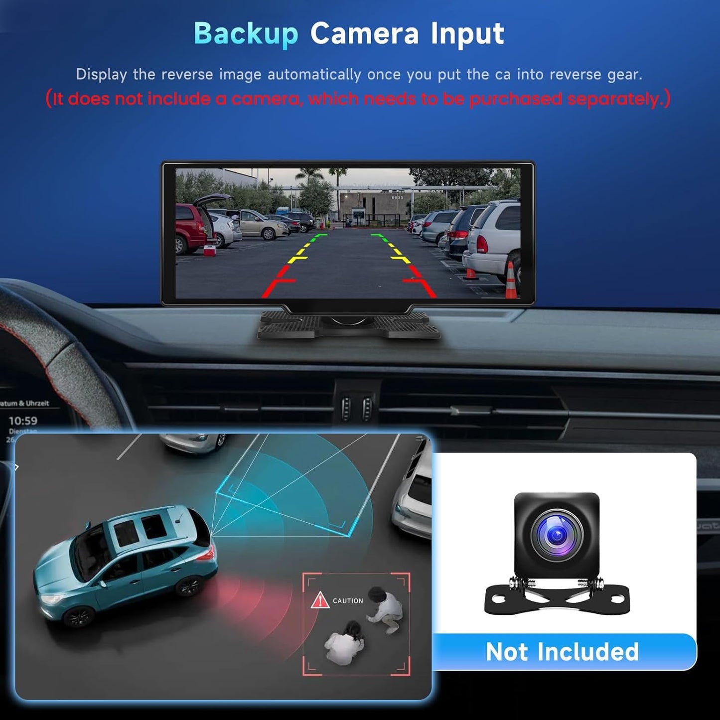 Podofo 10.26" Touchscreen Wireless Carplay Portable Car Stereo Android Auto, Car Play Navigation, Voice Control, Bluetooth/AUX/FM, Car Radio Receiver