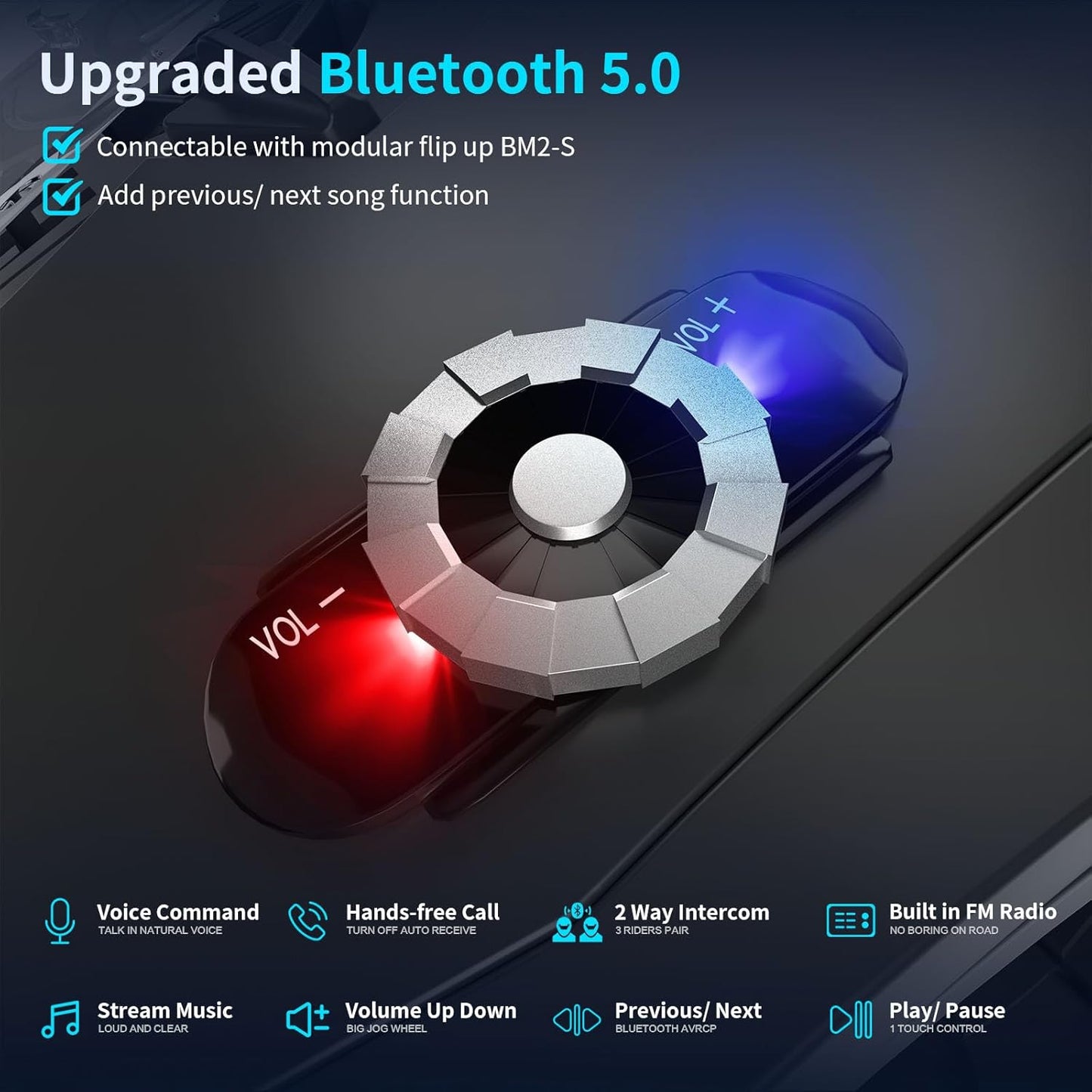 Full Face FreedConn Motorcycle Helmet Bluetooth 5.0 Integrated 2 Way Intercom DOT FMVSS-218 Rated Motorbike Helmet Communication with Dual Visor MP3 for Men Women New EPS