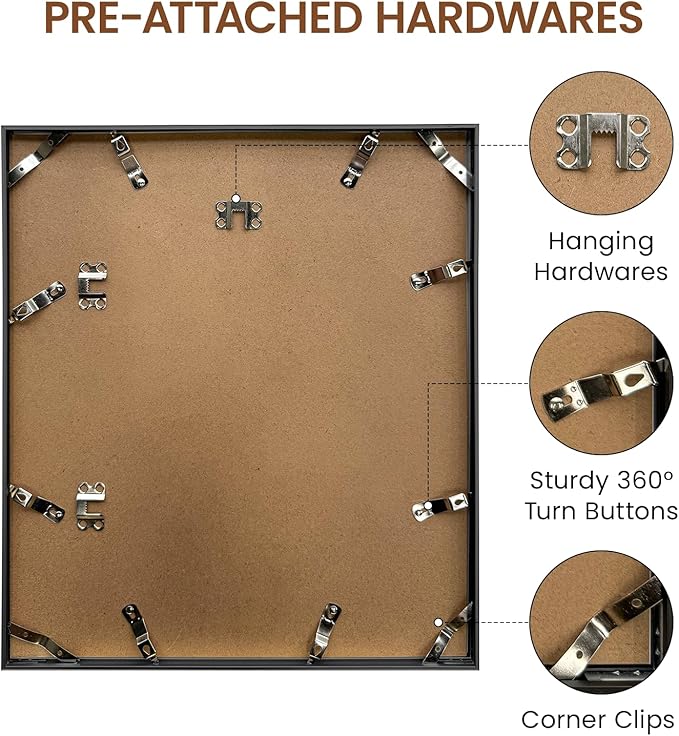 Heimlove 14x16 Metal Picture Frame,Black Aluminum Photo Frames-Real Tempered Glass,Wall Gallery Poster Puzzles Artwork frame Mounting Horizontally or Vertically Decor for Wall-1Pack