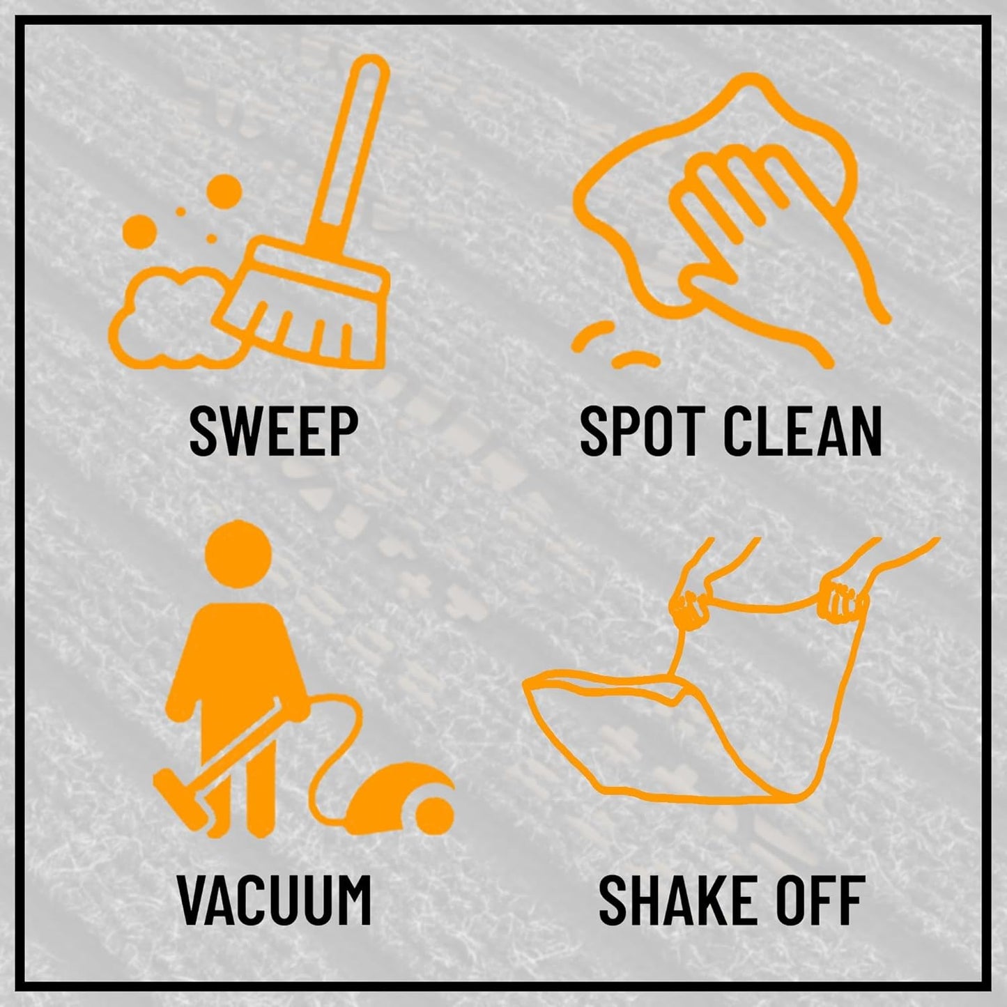 Ottomanson 2' x 38' Hallway Runner with Scraper Pile Extra Durable Non-Slip Rug Mat for Indoor & Outdoor Use - Ideal for Kitchen, Entryway, Patio & Garage - High-Traffic Carpet, Black