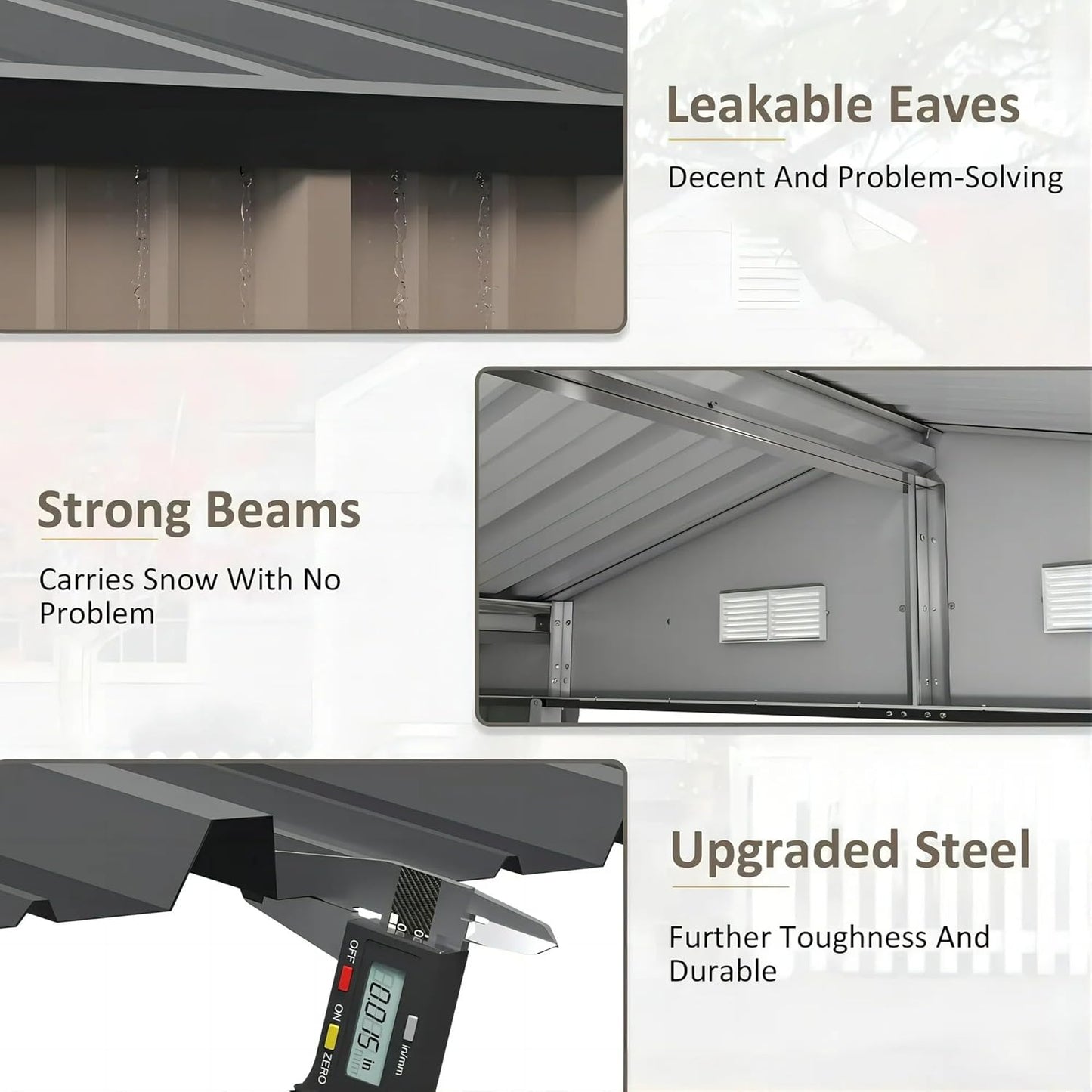 Greesum 10×8FT Outdoor Storage Shed, Metal Patio Storaged Sheds with Lockable Doors, Sheds & Outdoor Storage for Bike, Backyard, Pool and Garden, Gray