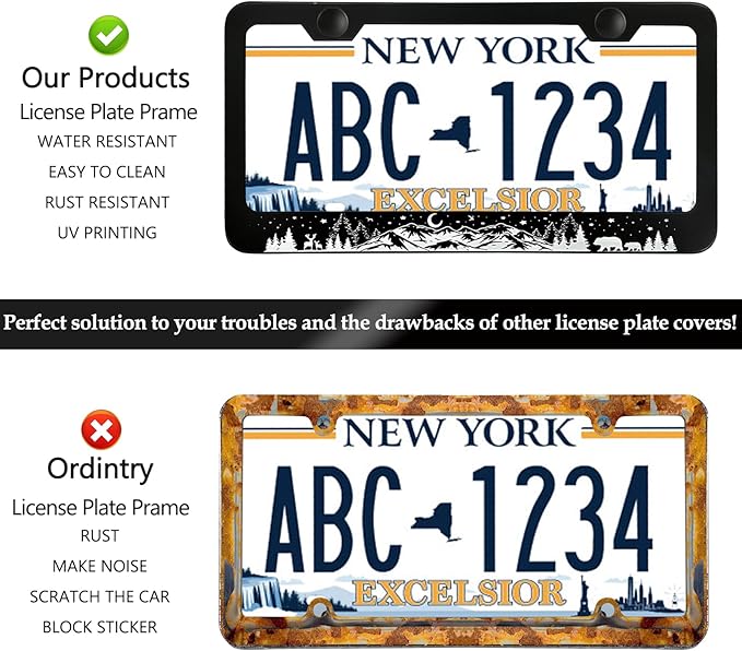Mountains License Plate Frame - 2 PCS Deer Bear Forest Starry Sky Mountain Aluminum Metal License Plate Frames Holder Covers, Car Decorative Tag Frames for Standard Us 12x6 Inch