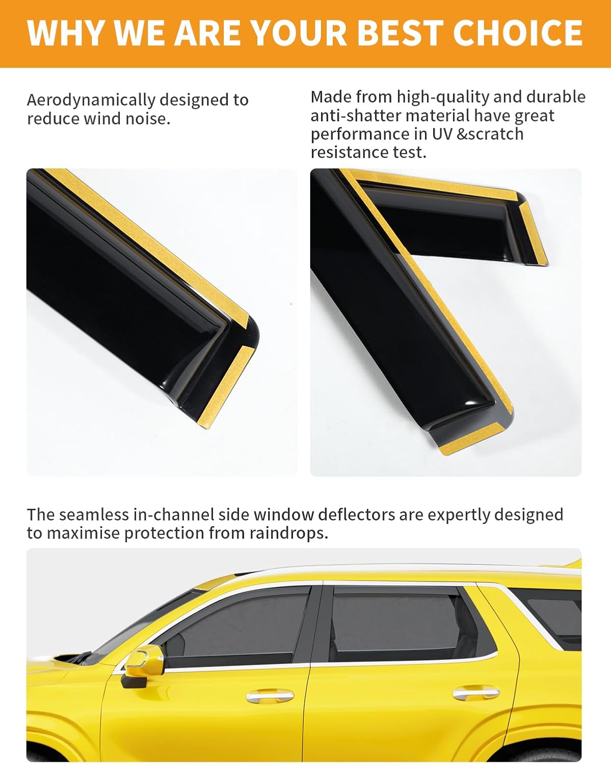 in-Channel Window Rain Guards Fit for Hyundai Palisade 2020 2021 2022 2023 2024 2025 Extra Durable Window Deflectors Vent Visors Shades Car Accessories Visors Rain Guards -4 pcs