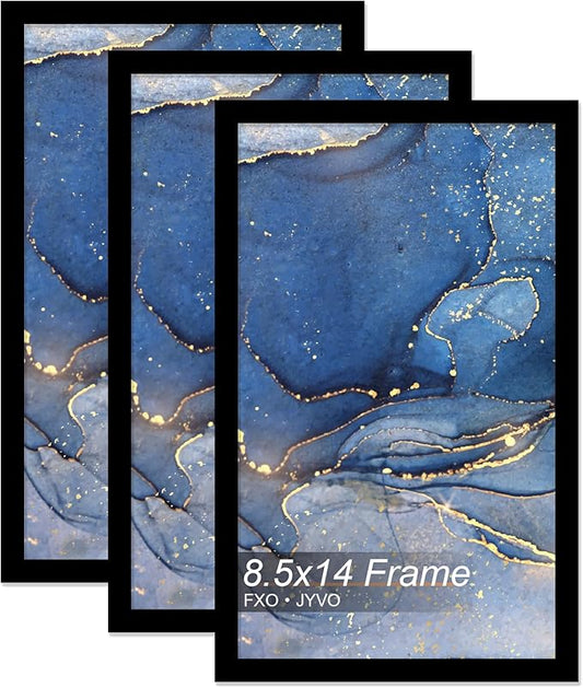 8.5 x 14 Picture Frame Set of 3, Black Frame for 8.5x14 Inch Picture Poster Photo, Light Weight and High Transparent 8.5 by 14 Frame for Wall - 3 Pack/Black/8.5"x14"