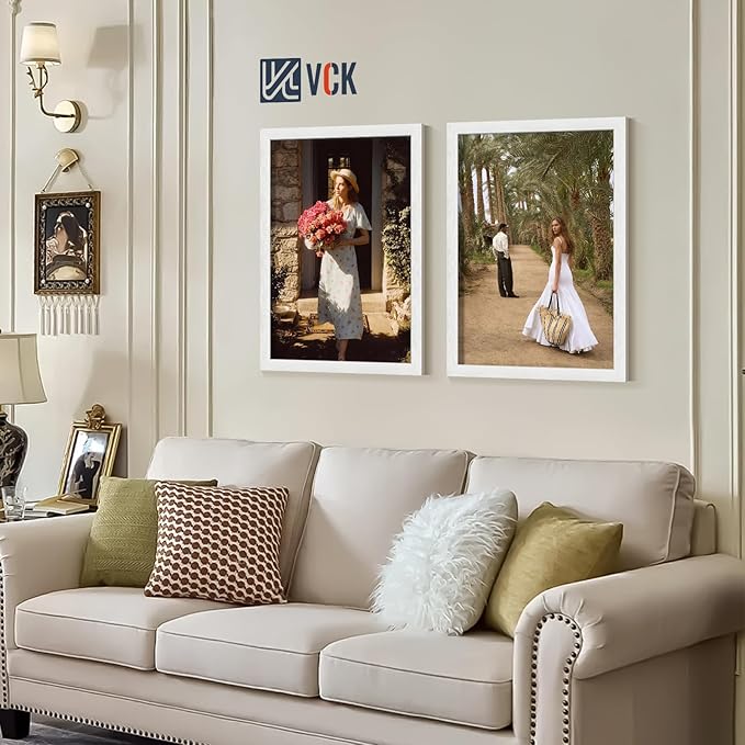 VCK 20x28 Picture Frames white Set of 6, Wide Border Wood Poster Frame, Multi-Directional Display Family Photos, Office Prints, Studio/Gallery Art, Woodgrain Series, Wall Hanging