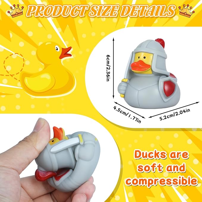 3 Pcs Military Rubber Ducks, 3 Styles Medieval Knight Warrior Bath Toys for Theme Parties, Carnival Decor, Funny Gifts