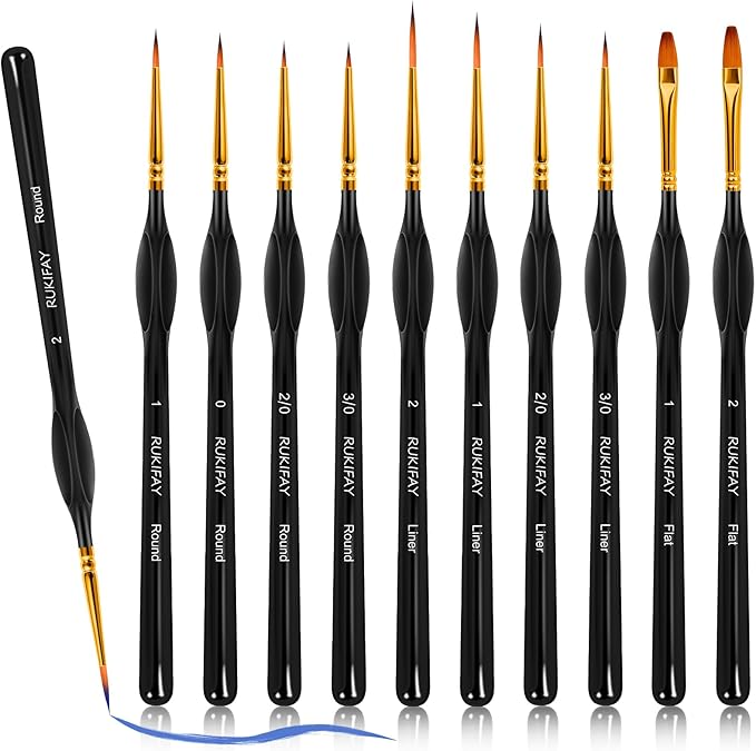Paint Brushes Set Art Supplies, 11 PCS Miniature Paint Brushes for Acrylic Painting with Triangular Handles, Artist Gifts for Oil, Face Ceramics Model Detailing Watercolor Art Drawing Black