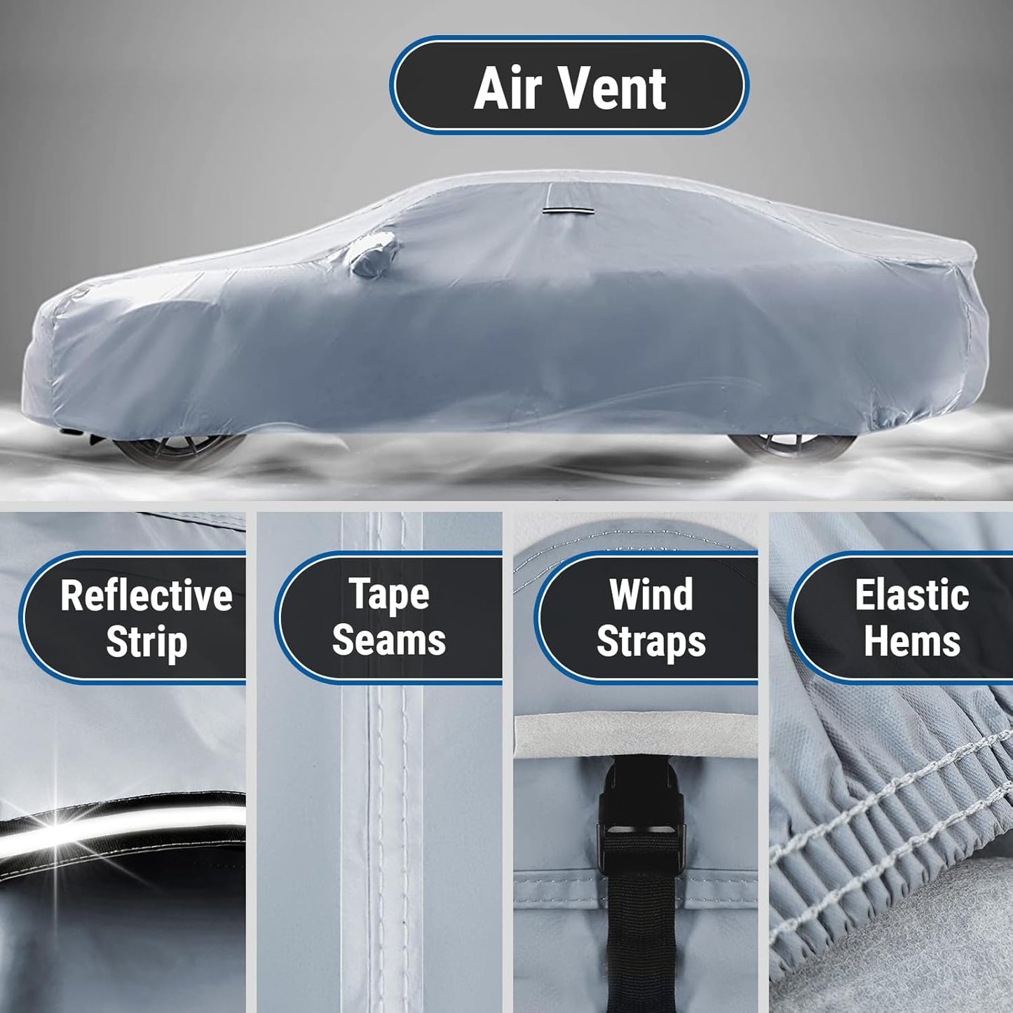 iCarCover Custom Car Cover for Chevy Volt (2011-2021) Waterproof All Weather Rain Snow UV Sun Protector Full Exterior Indoor Outdoor Car Cover (Stripe - Gray/Black)