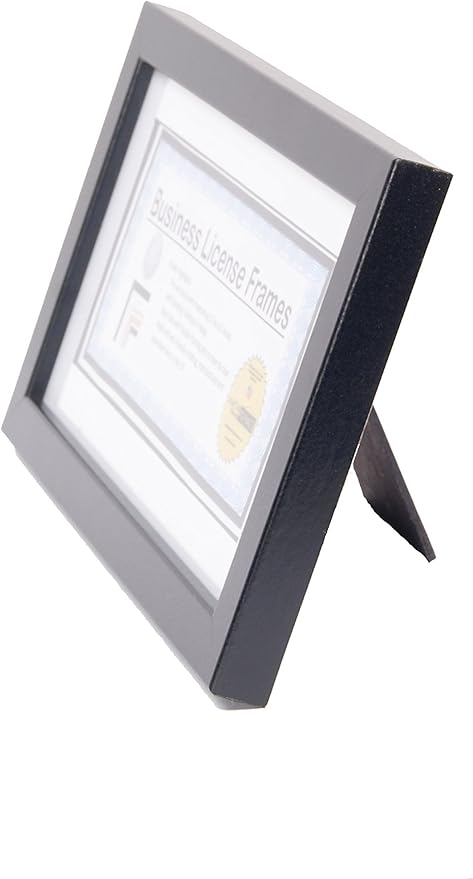 Creative Picture Frames 4-6X11Bk-W Black Business License Frames With Mat To Hold 3.5 By 8.5 Inch Self Standing Easel
