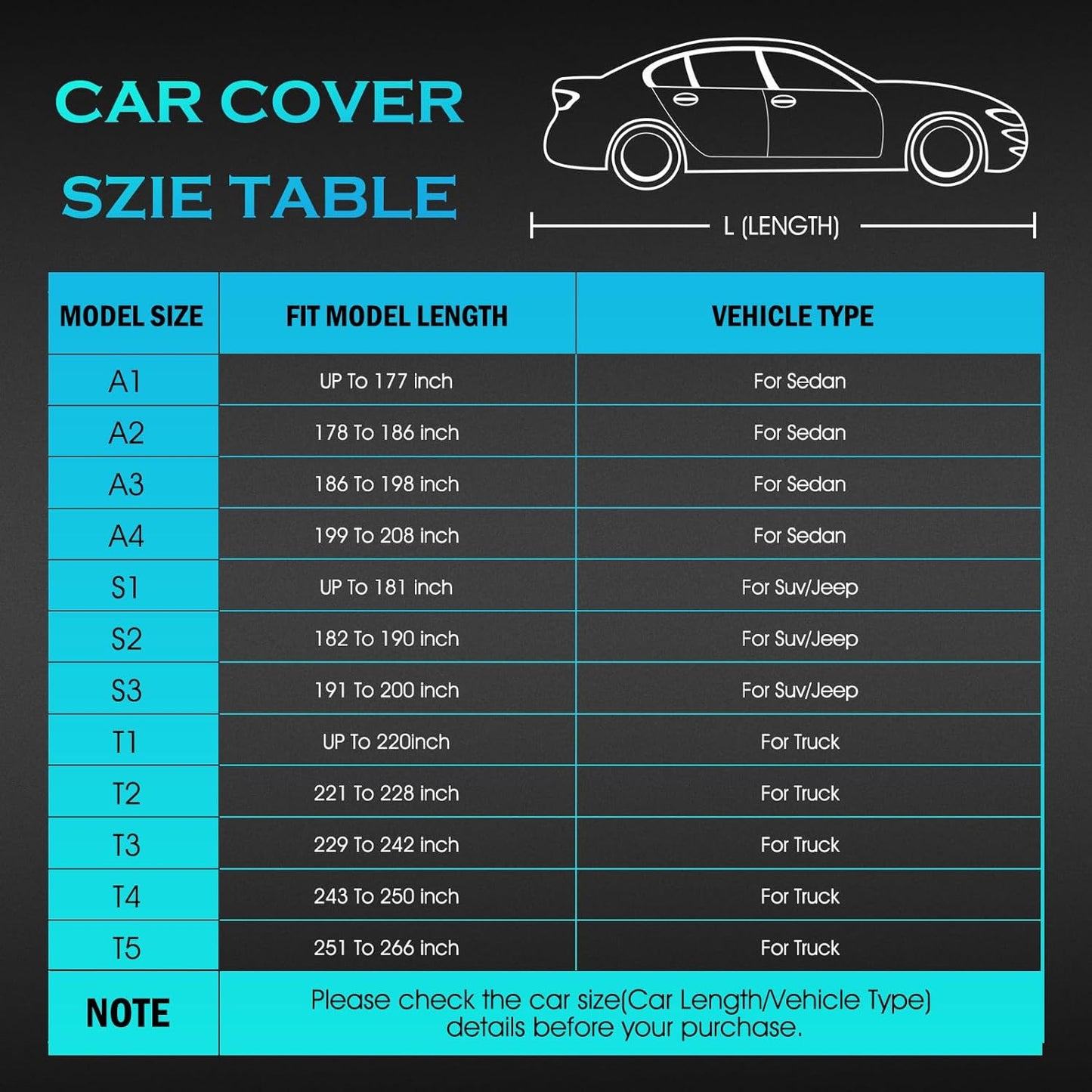 Car Cover Waterproof All Weather Full Outdoor Pickup Truck Cover Rain UV Protection, Size T2 Universal Fit for Ford F150 Chevy Silverado Dodge Ram 1500. (Fit Truck Length 221 to 228 inch)