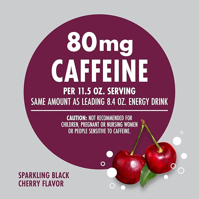 V8 +Energy Sparkling Black Cherry Juice Energy Drink, 11.5 fl oz Can (Pack of 8)