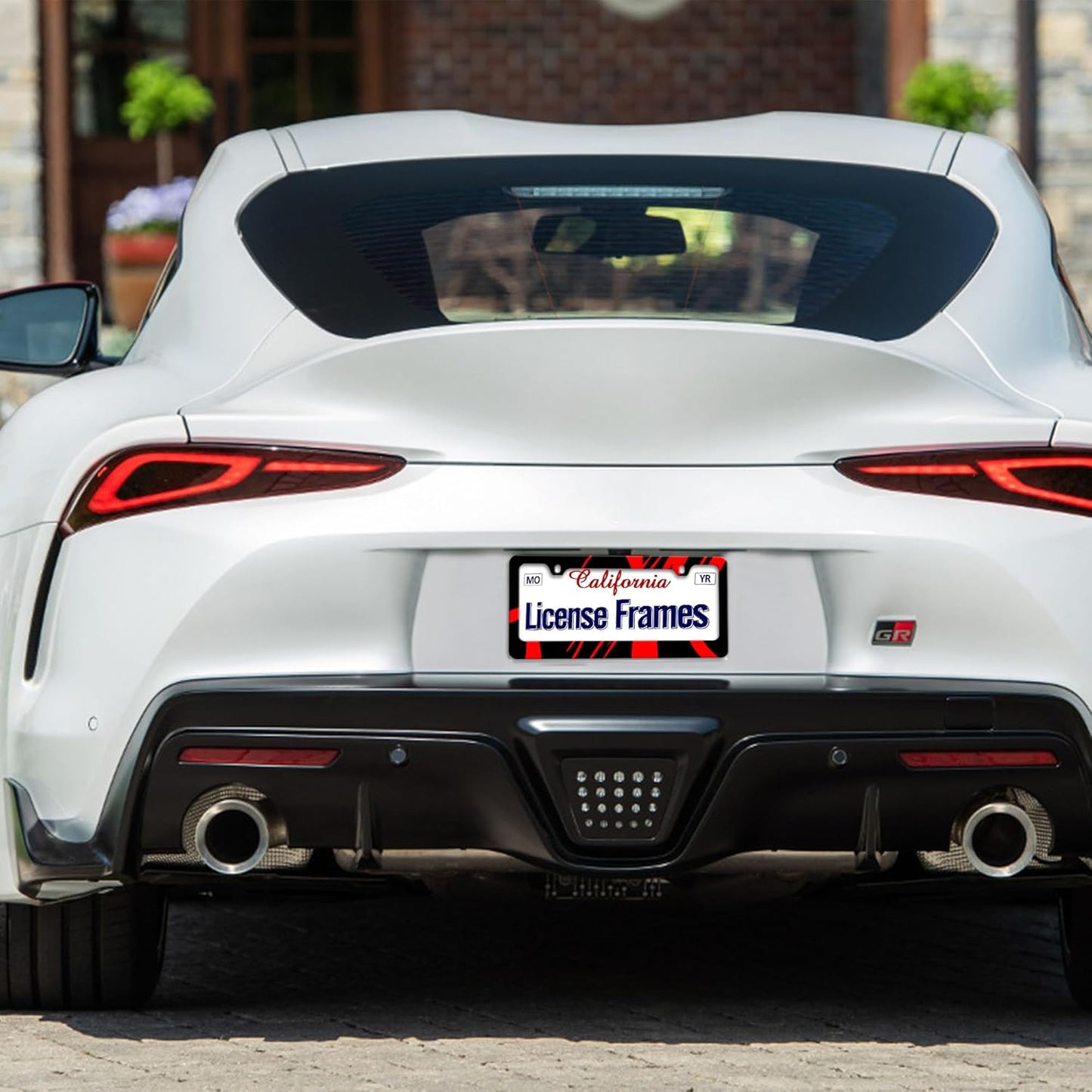 Stainless Steel Red Black License Plate Frame Red Metal License Plate Frame Car Tag Frame Holder Cover Front Rear Car License Plate Covers for Men Women 12.3" X 6.3"