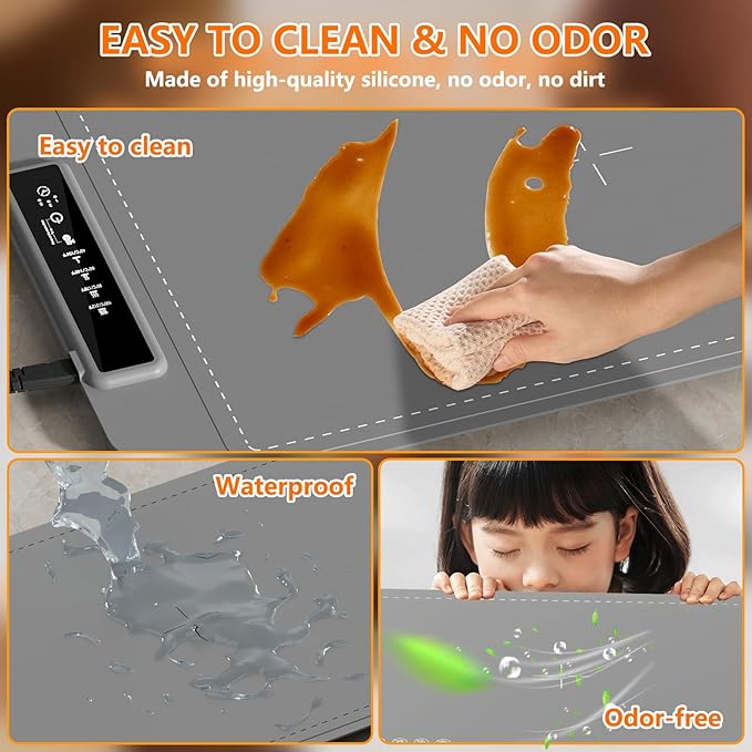 Warming Mat for Food, Electric Warming Tray, Fast Full Surface Graphene Electric Warming Tray, Extra Large Roll Up Silicone Food Warming Mat, Perfect for Gatherings, Parties &Everyday Use (Gray)