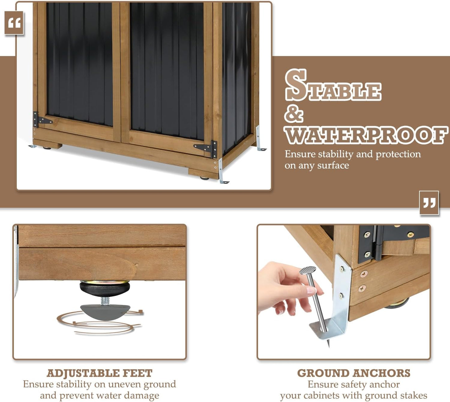 Outdoor Storage Cabinet Waterproof with Shelves, Small Storage Shed, Vertical Tall Patio Backyard Garden Storage Cabinet Tool Organizer for Outside