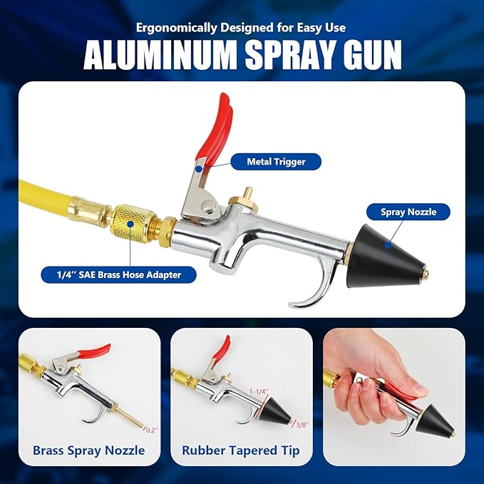 AC Flush Kit, Automotive air Conditioning Pipeline Cleaning Tool Home A/C Flush Tool,R134A R12 R22 R404 R410A AC System Flush Kit Can Tool with 220PSI Gauge, Air Fittings and Hose